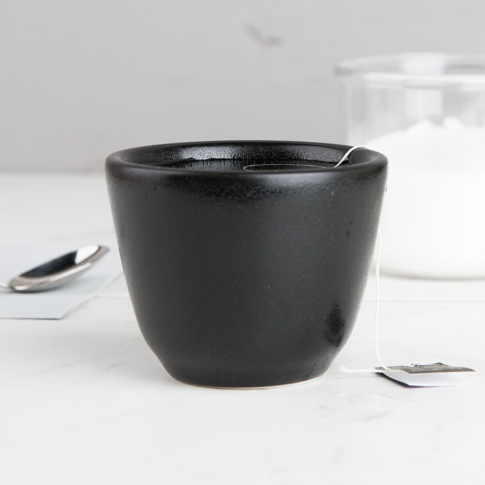 Hall China 301240AFCA Foundry 4.5 oz. Black Ceramic Chinese Tea Cup