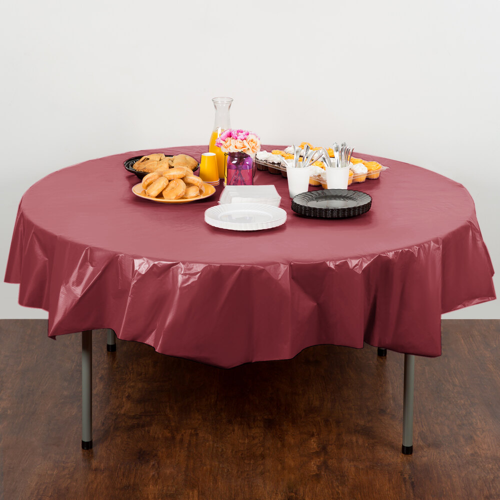 Creative Converting 703122 82" Burgundy OctyRound Disposable Plastic