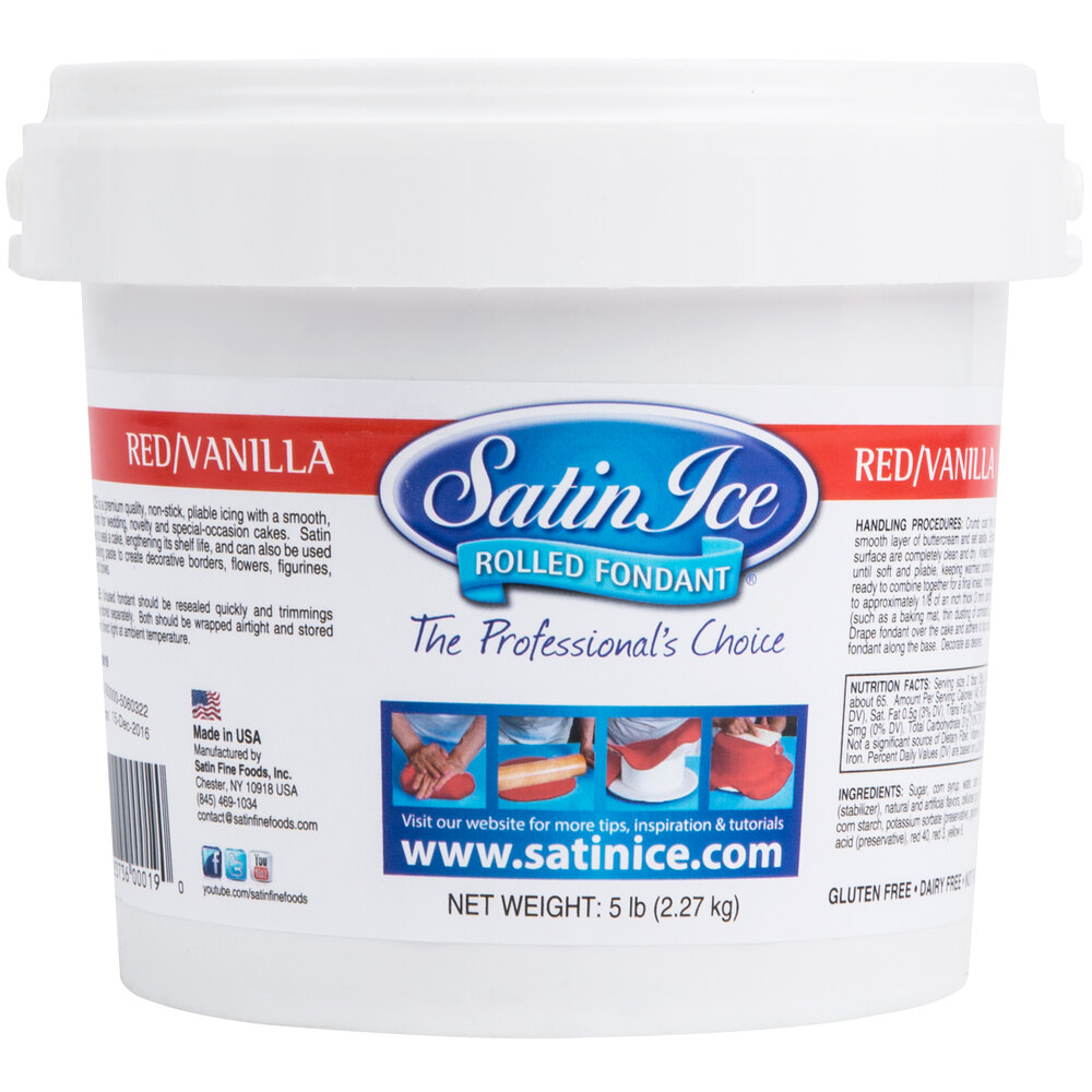 Satin Ice 10019 5 lb. Red Vanilla Rolled Fondant Icing