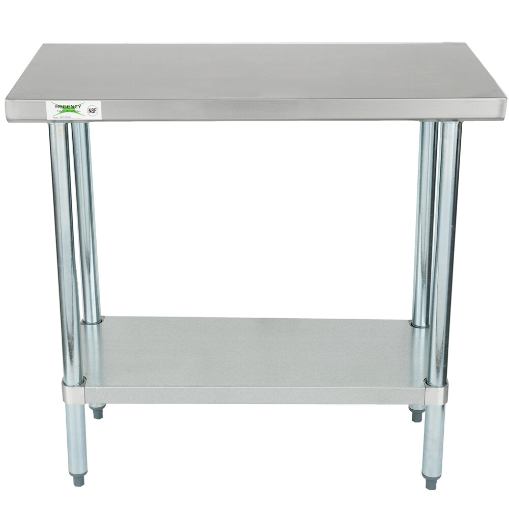 Regency 18" x 36" 18Gauge 304 Stainless Steel Commercial Work Table