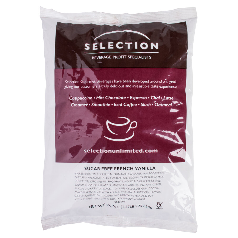 Sugar-Free French Vanilla Cappuccino Mix - (6) 1.67 lb. Bags / Case
