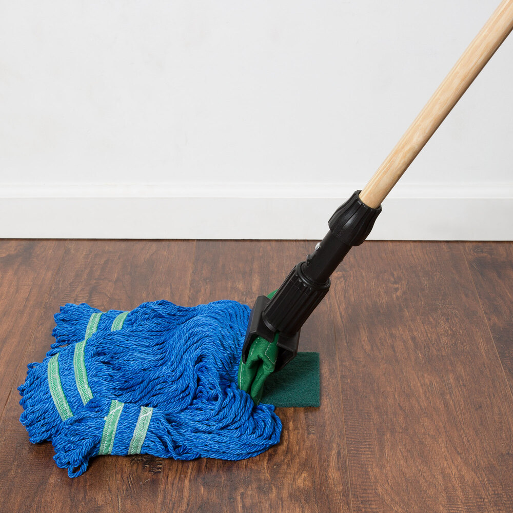 Small 15 oz. Microfiber String Mop with Scrubber and 5" Band Green