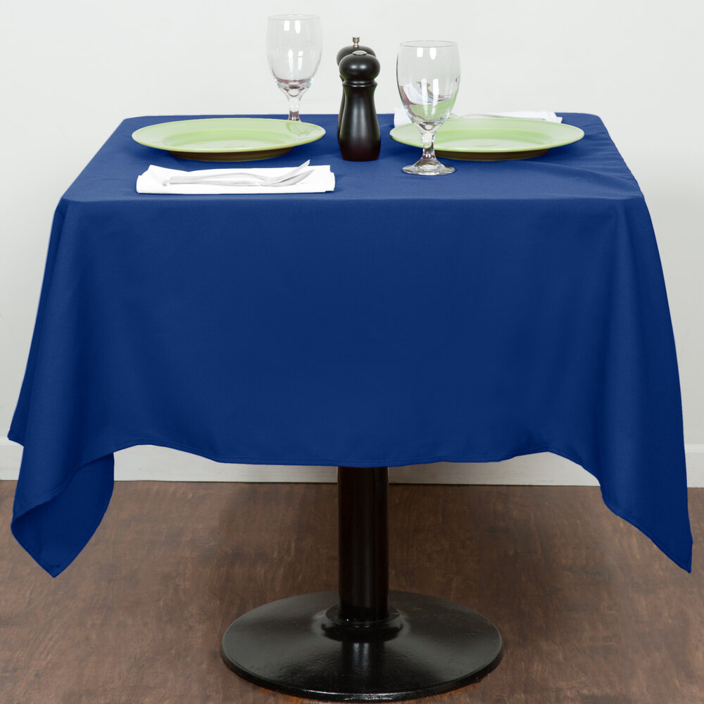 54" x 54" Royal Blue 100 Polyester Hemmed Cloth Table Cover