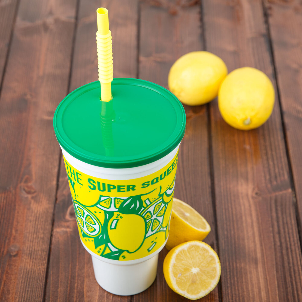 44 oz. Tapered Tall Plastic Cold Cup with Straw and Lid 200/Case