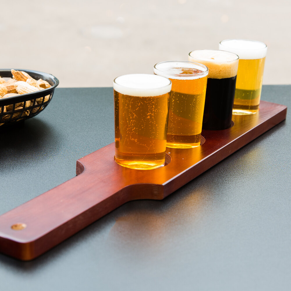 Libbey Craft Brews Beer Flight Set of 4 with Wood Beer Flight Paddle