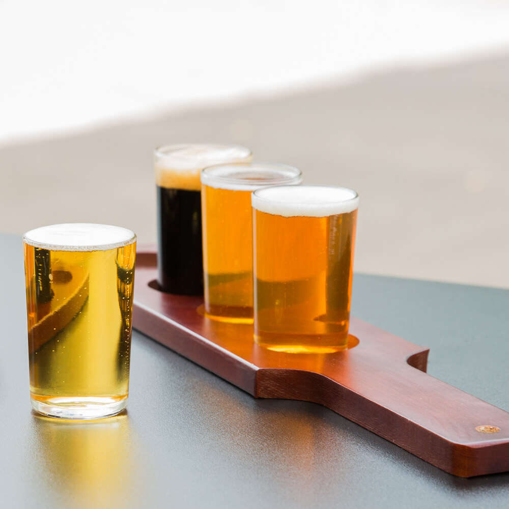 Libbey Craft Brews Beer Flight Set of 4 with Wood Beer Flight Paddle