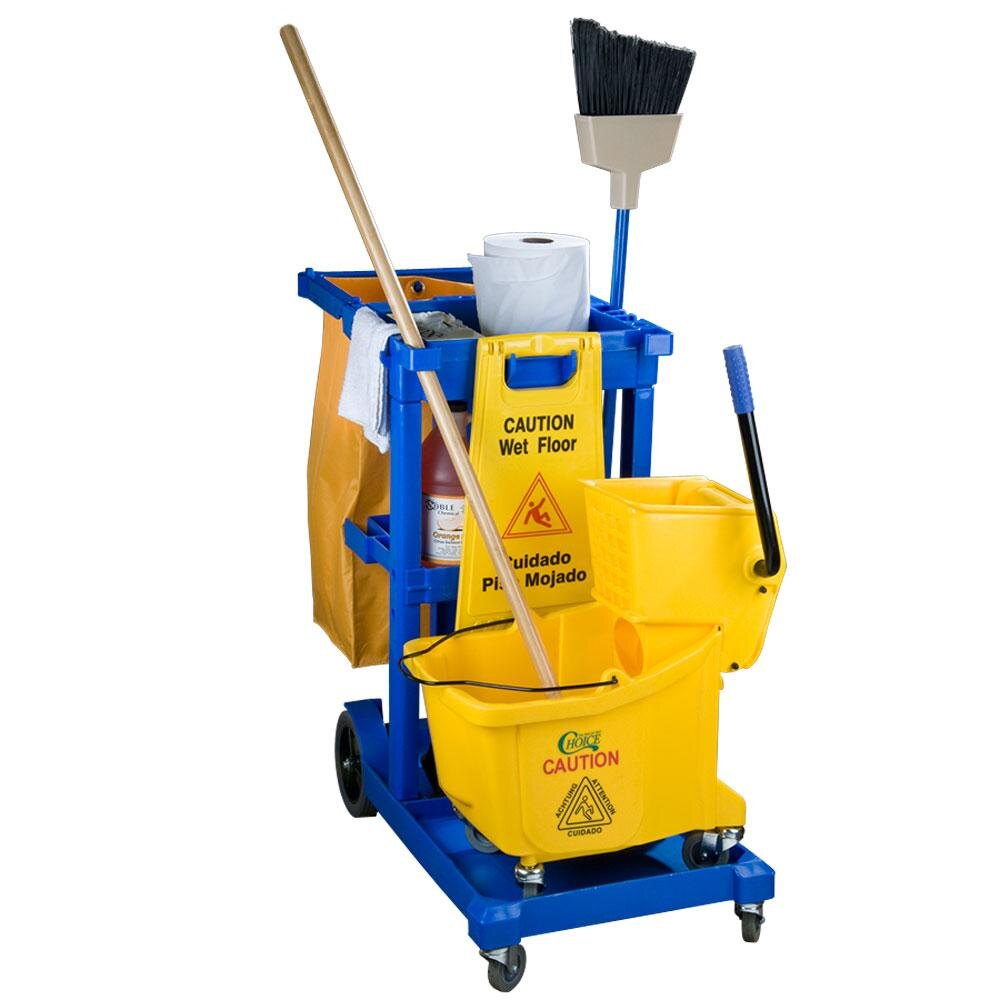 Lavex Janitorial Cleaning Cart / Janitor Cart with 3 Shelves and Vinyl Bag