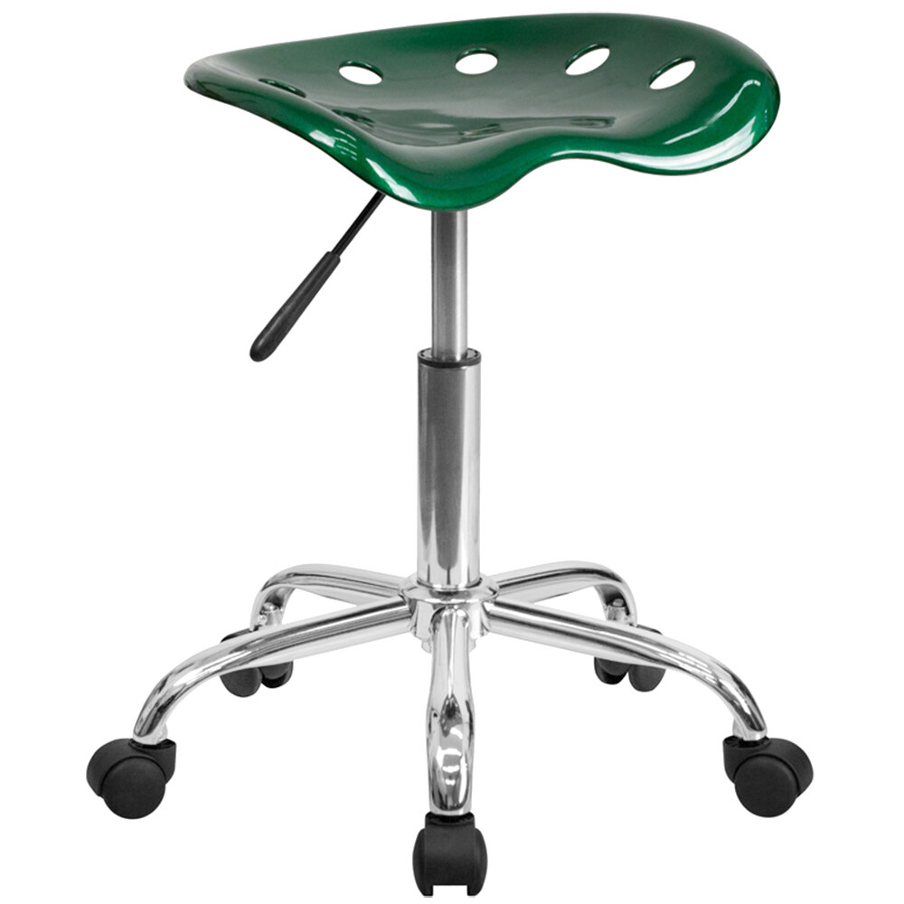 Green Office Stool with Tractor Seat and Chrome Frame