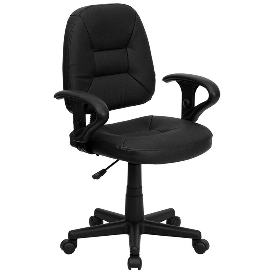 Mid-Back Black Leather Ergonomic Office Chair / Task Chair with