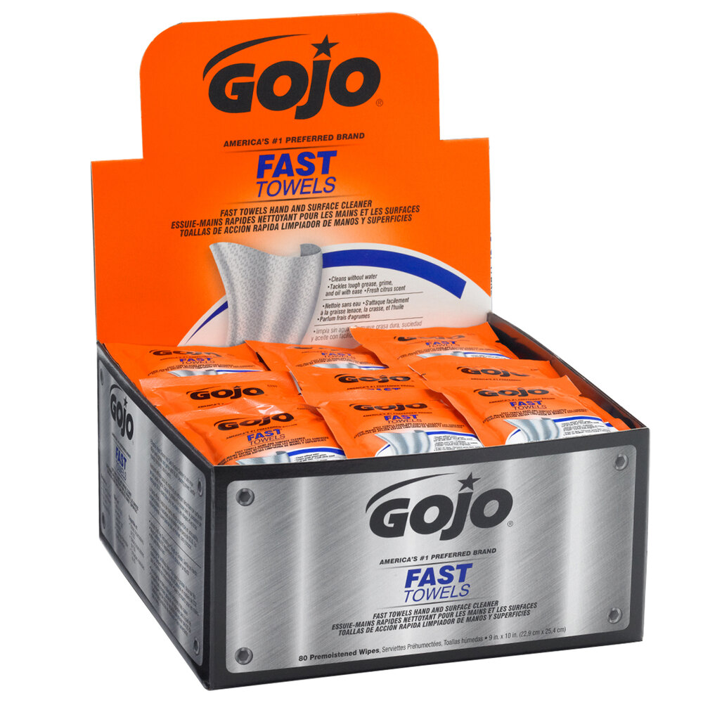 GOJO® 628004 Fast Towels Hand Cleaning Wipes 80 Count Display Carton