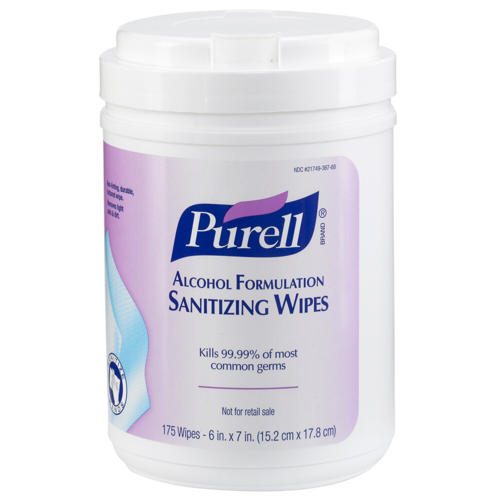 Purell® 903106 Alcohol Formulation Sanitizing Wipes 175 Count Canister