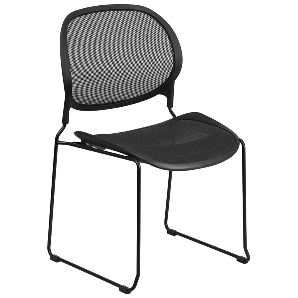 Black Mesh Stackable Side Chair
