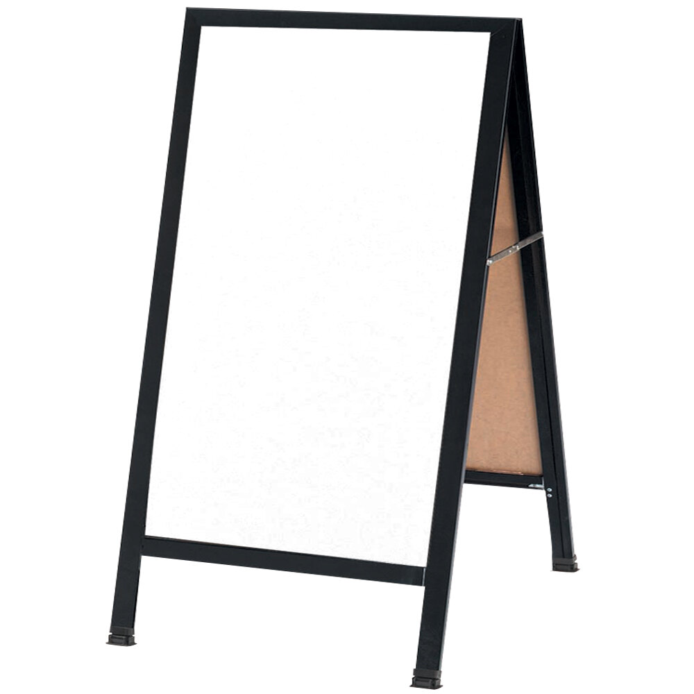 Aarco 42" x 24" Black Aluminum AFrame Sign Board with White Marker Board