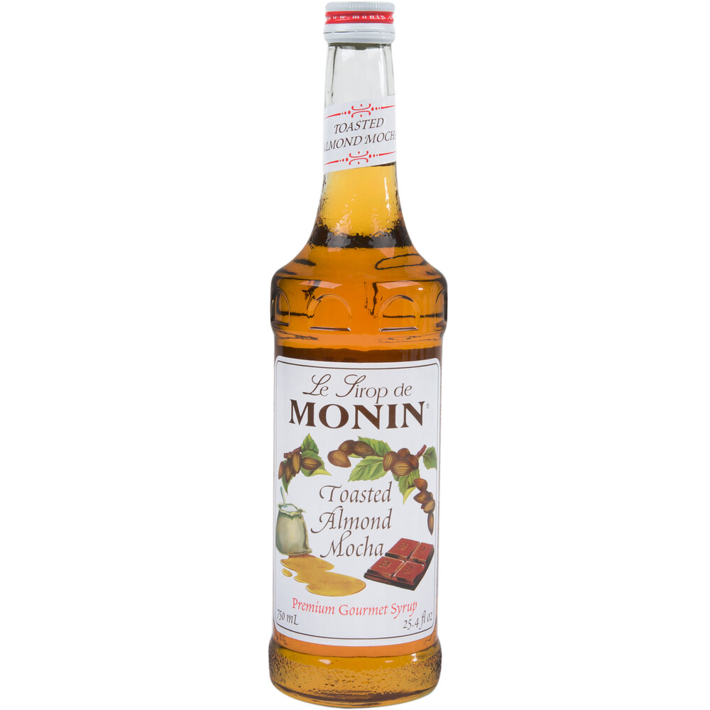 Monin 750 mL Premium Toasted Almond Mocha Flavoring Syrup