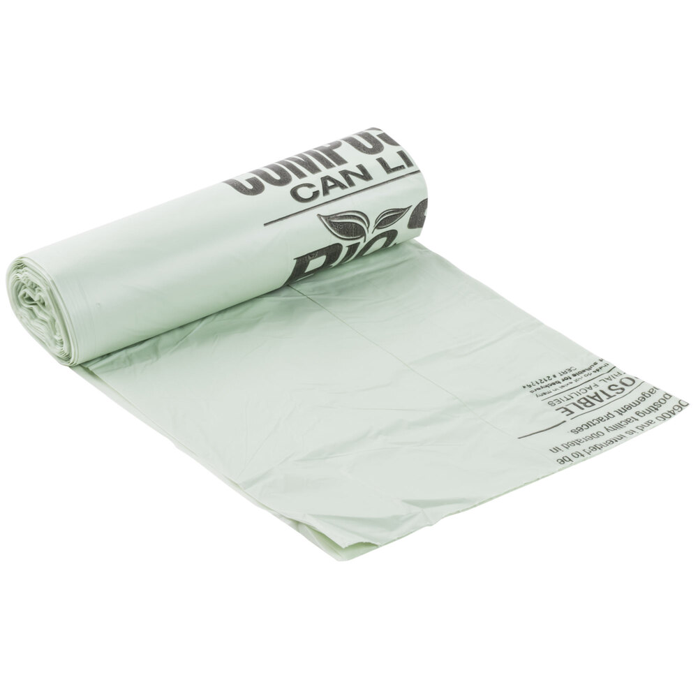 33 Gallon 33" X 39" Compostable Trash Can Liner 1 Mil 100/Case