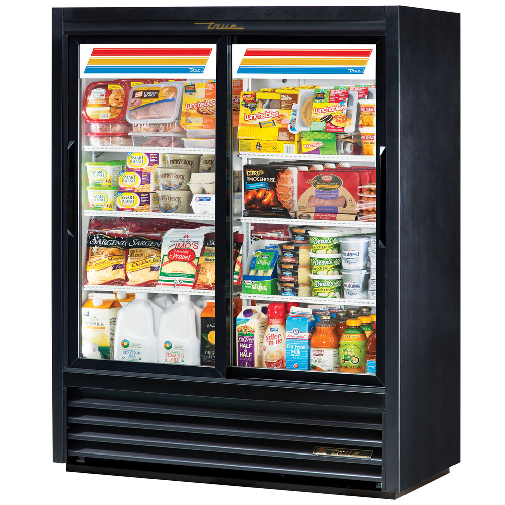True GDM41SL60LD 47" Black Convenience Store Sliding Glass Door