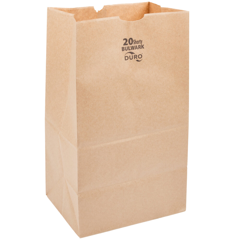 Duro Bulwark Extra HeavyDuty 20 lb. Shorty Brown Paper Bag 500/Bundle