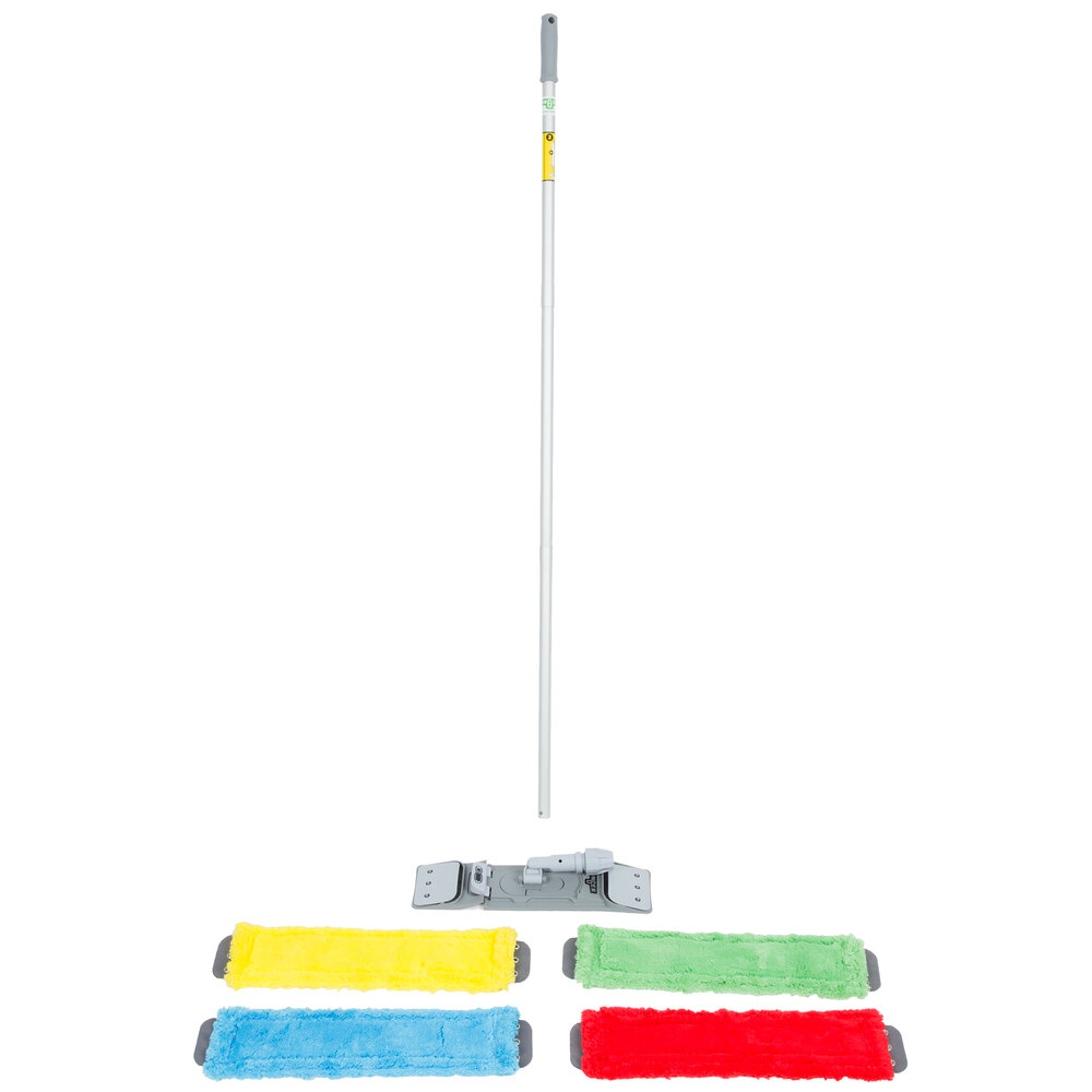 Unger SmartColor 15.0 16" Microfiber Mop Pad Kit with Mop Handle and