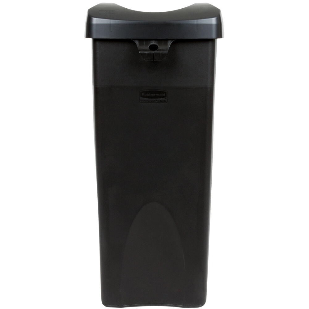 Rubbermaid Untouchable Black 23 Gallon Square Trash Can with Black Lid