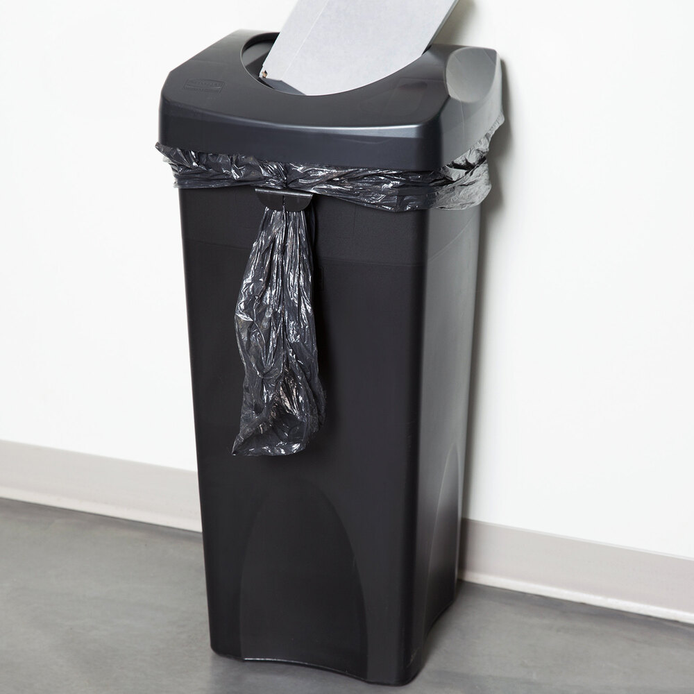 Rubbermaid Untouchable Black 23 Gallon Square Trash Can with Black Lid