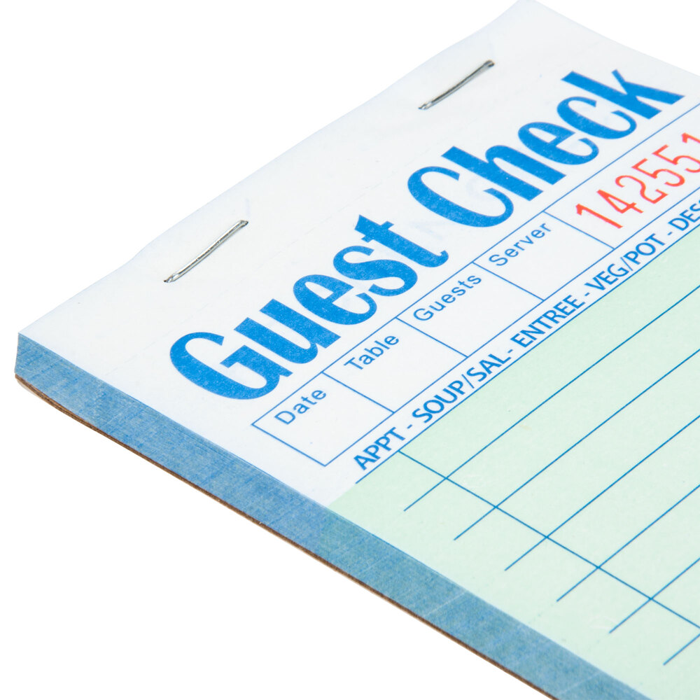 Choice 2 Part Green and White Carbonless Guest Check 50 Books / Case