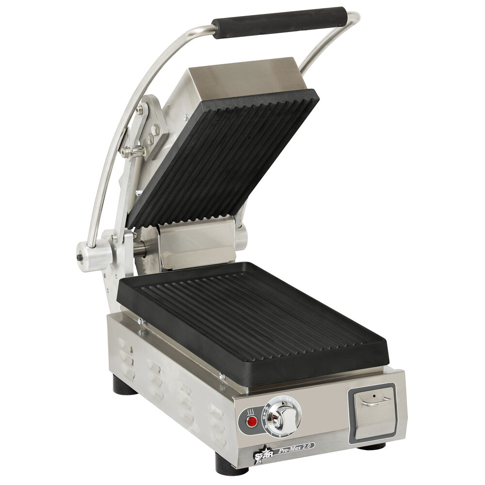 Star PGT7I ProMax 2.0 Single 9 1/2" Panini Grill with Grooved Cast