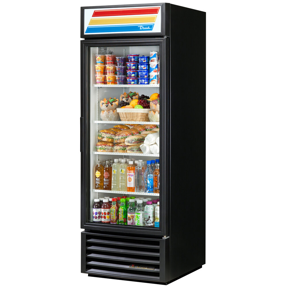 True GDM23LD Black Glass Door Refrigerated Merchandiser with LED Lighting