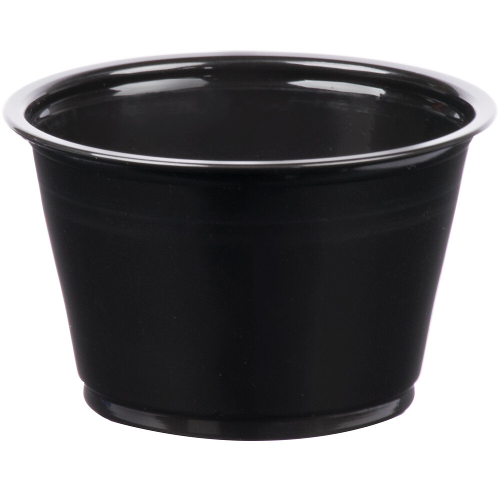 Choice 4 oz. Black Plastic Souffle Cup / Portion Cup