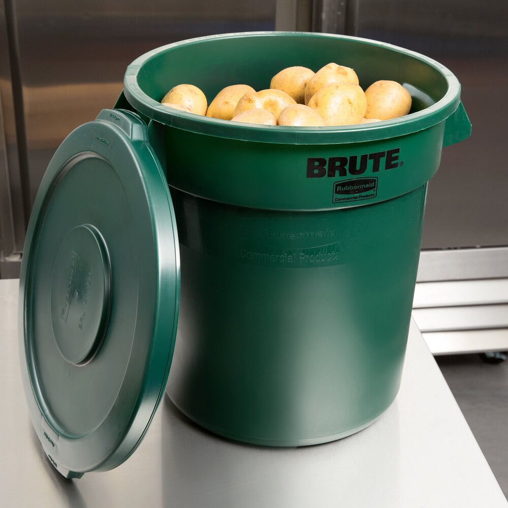 Rubbermaid BRUTE 10 Gallon Green Trash Can and Lid
