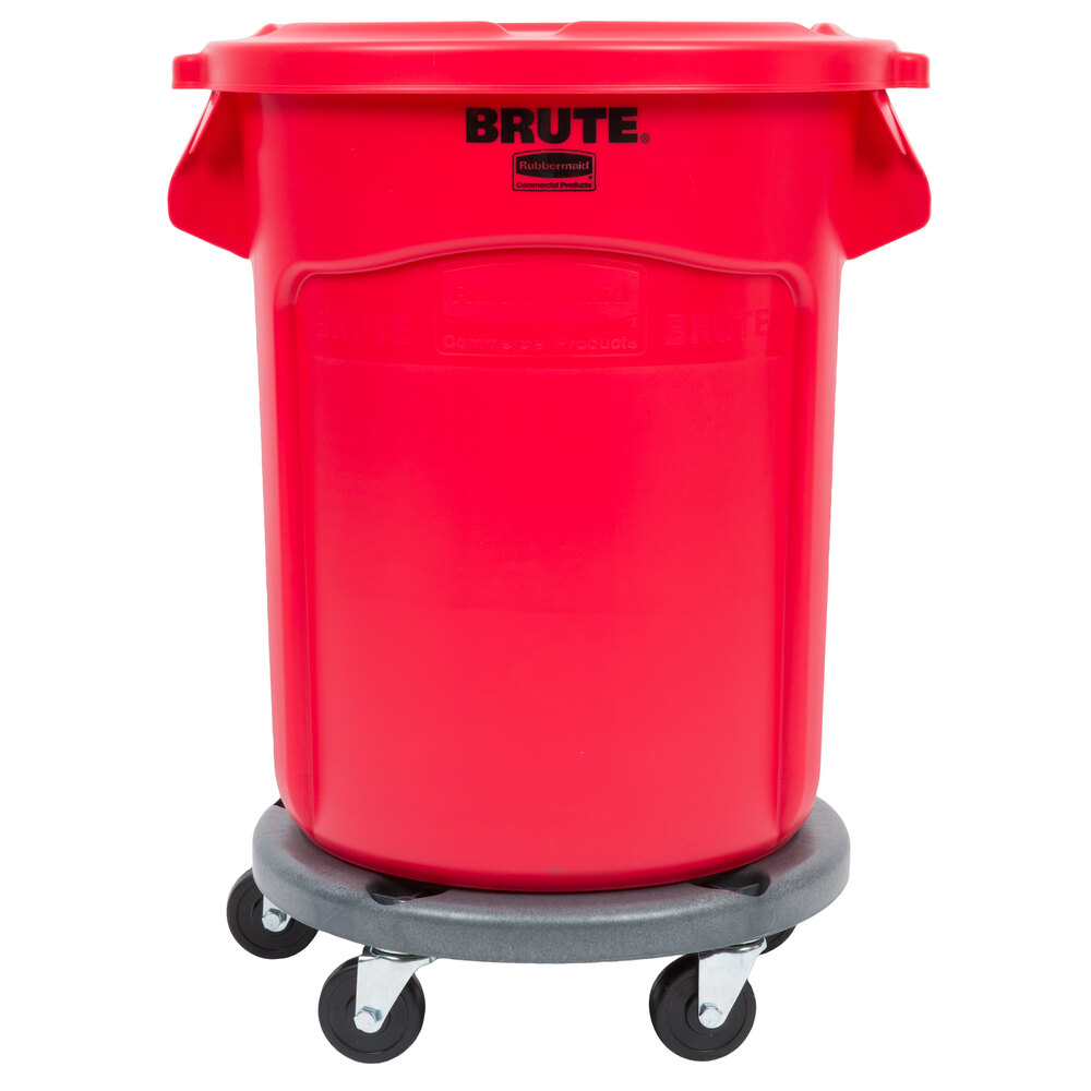 Rubbermaid BRUTE 20 Gallon Red Trash Can with Lid and Dolly