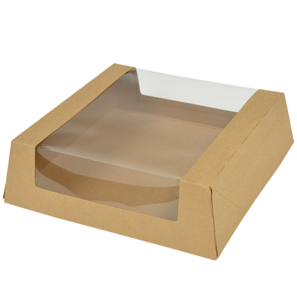 8" x 8" x 2 1/2" Kraft AutoPopup Window Pie / Bakery Box 100/Case
