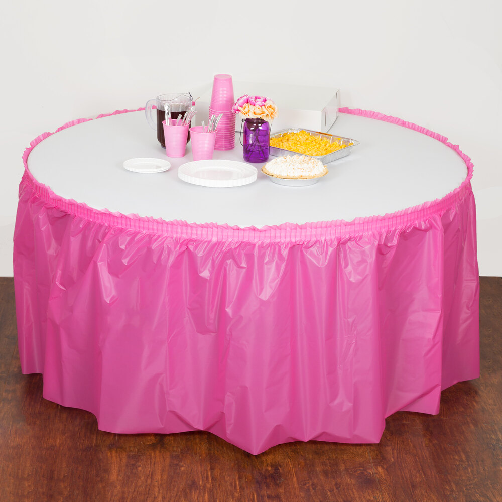 Creative Converting 011345 14' x 29" Candy Pink Plastic Table Skirt