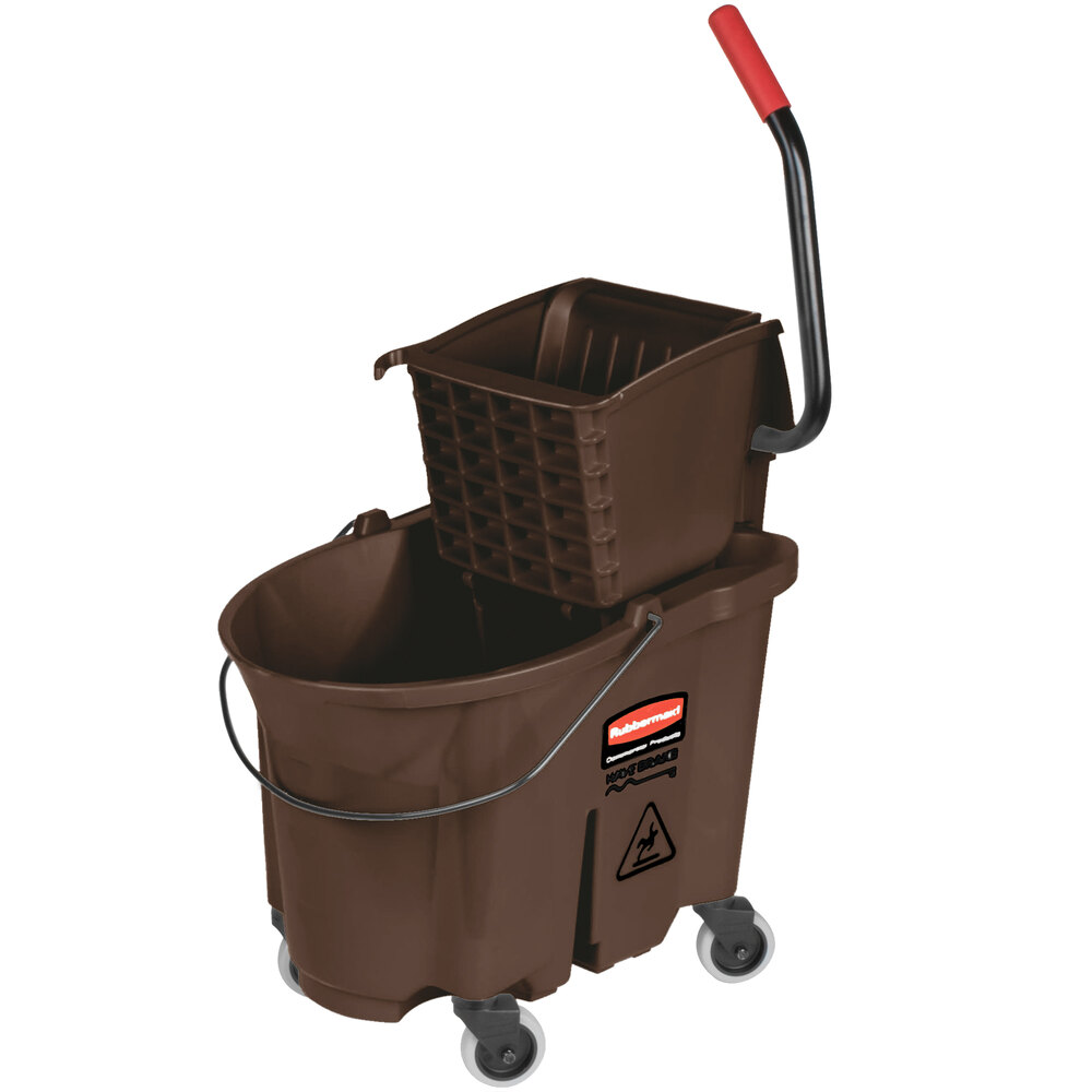 Rubbermaid FG758088BRN WaveBrake® 35 Qt. Brown Mop Bucket with Side