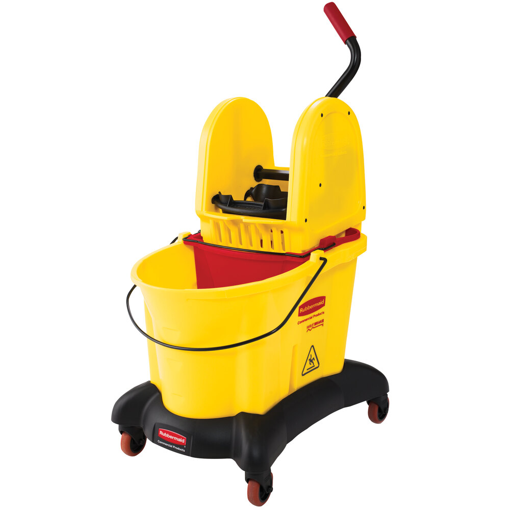 Rubbermaid FG767700YEL WaveBrake® 35 Qt. Yellow Dual Water Mop Bucket
