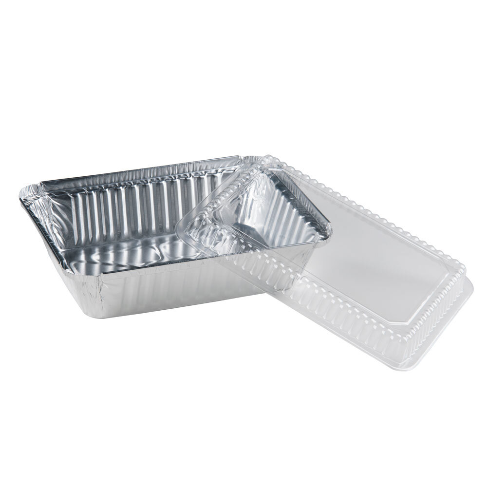 Durable Packaging 25030P250 2 1/4 lb. Rectangular Foil Pan with Clear