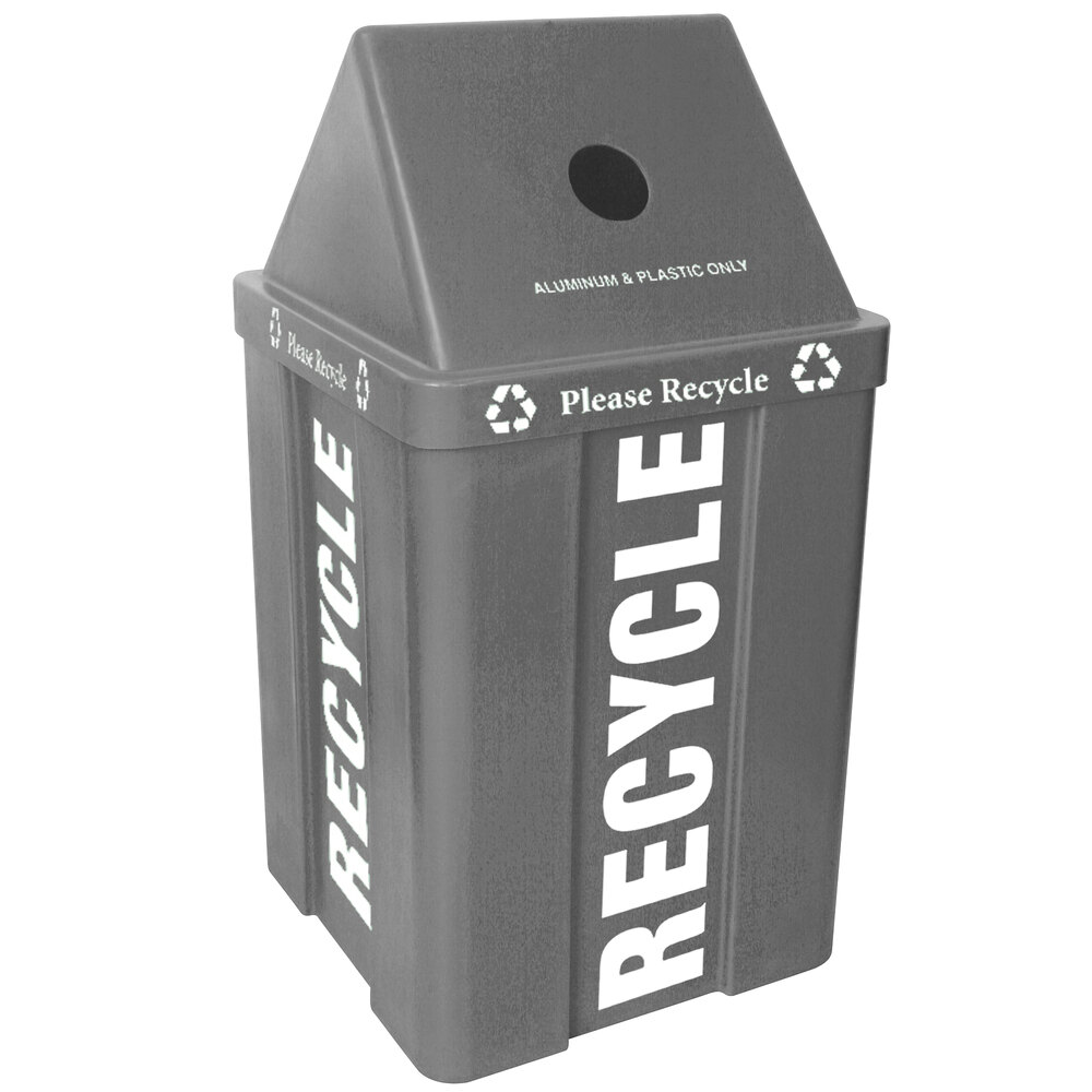 IRP 48 Gallon Gray Stackable Recycling Bin with VShaped Lid