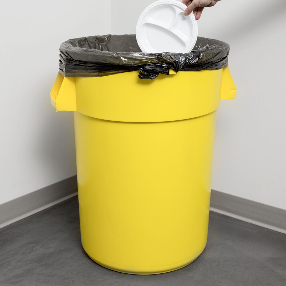 Continental 4444YW Huskee 44 Gallon Yellow Trash Can