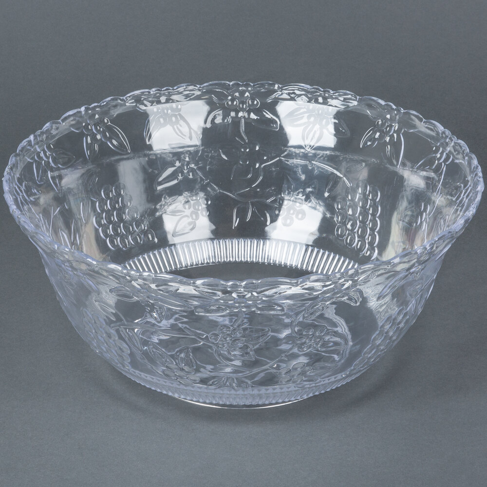 Fineline Platter Pleasers 3508 8 Qt. Clear Plastic Punch Bowl