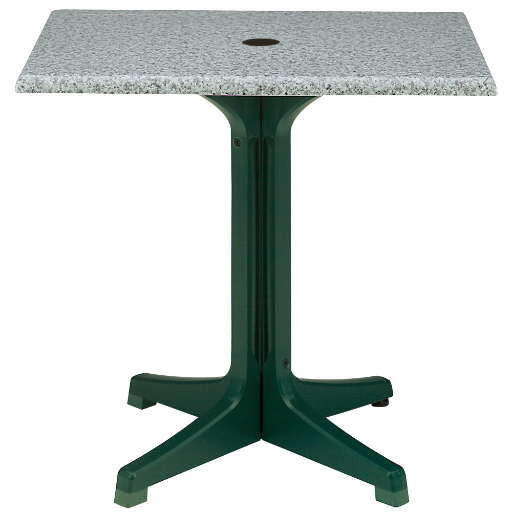 Grosfillex 99872025 36" Square Granite Green Outdoor Molded Melamine