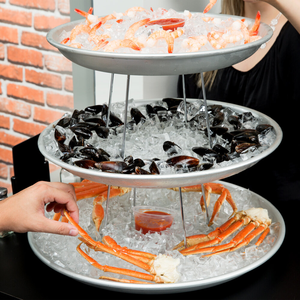 American Metalcraft 3 Tier Seafood Tower Set with Large Aluminum Trays