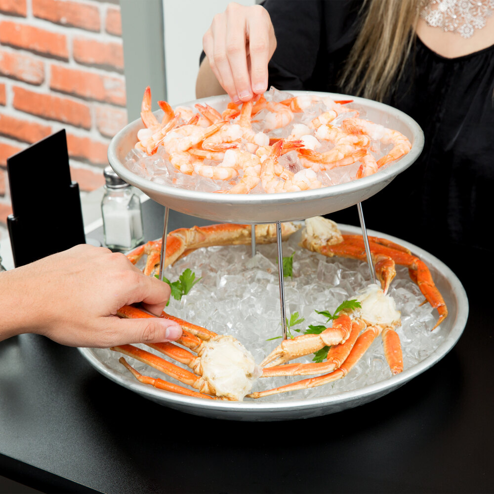 American Metalcraft 2 Tier Seafood Tower Set with Small Aluminum Trays
