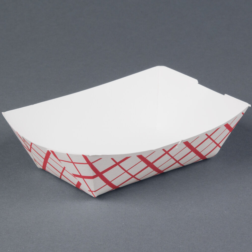 1 lb. Red Check Paper Food Tray 1000 / Case