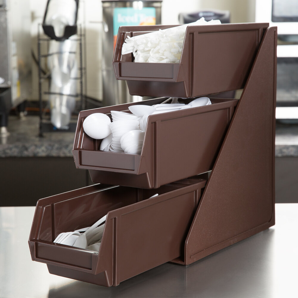 Vollrath 484301 Traex Brown SelfServe Condiment Bin Stand Set with 3