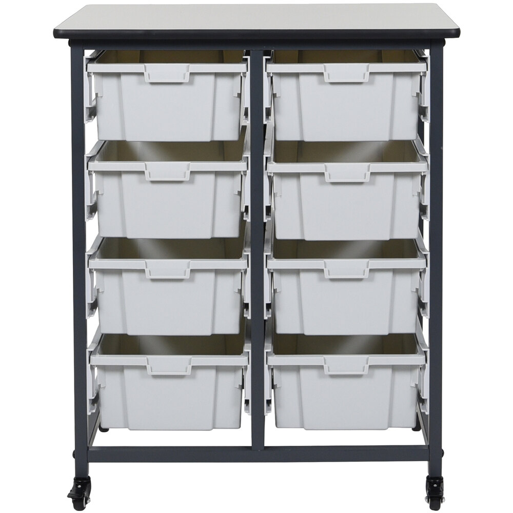 Luxor / H. Wilson MBSDR8L Mobile Bin Storage Unit 8 Large Bin Capacity