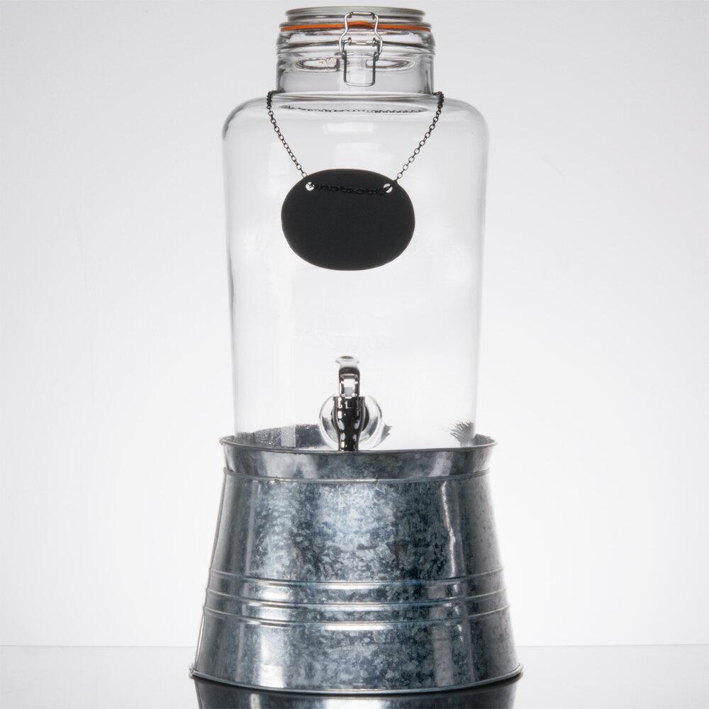 Core 2 Gallon Country Glass Beverage Dispenser with Chalkboard Sign and