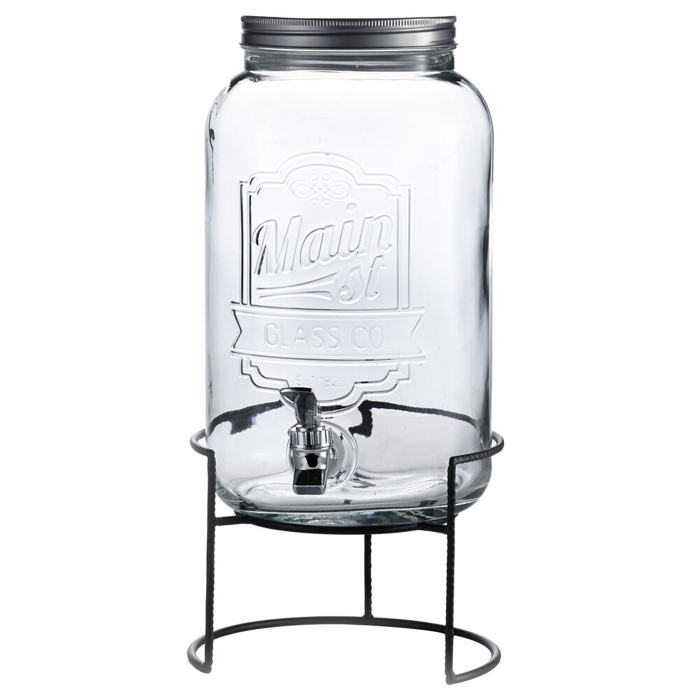 2 Gallon Style Setter Main Street Embossed Glass Beverage Dispenser