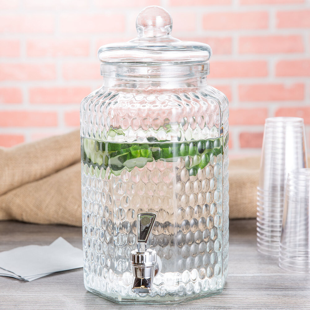 1 Gallon Style Setter Hampton Crystalline Glass Beverage Dispenser