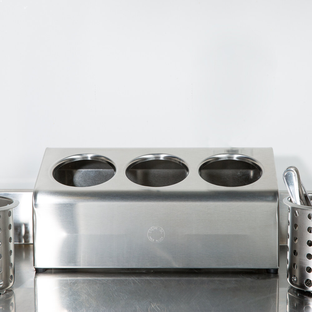 SterilSil LTC3S Three Hole Stainless Steel Flatware Cylinder Holder