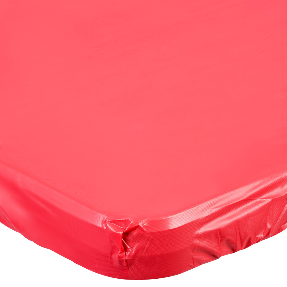 Creative Converting 37327 Stay Put 30" x 96" Real Red Plastic Table Cover