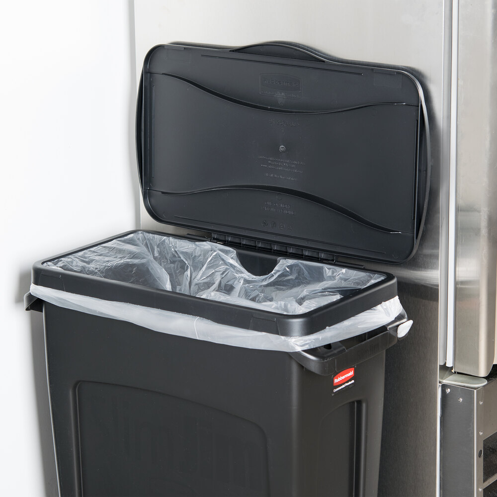 Rubbermaid FG267400BLA Slim Jim Black Hinged Wall Hugger Trash Can Lid